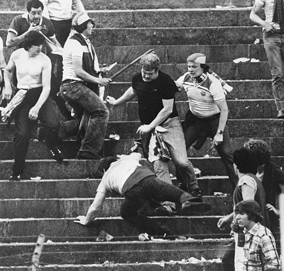  England fans riot during a World Cup qualifier in Basel, Switzerland in 1981