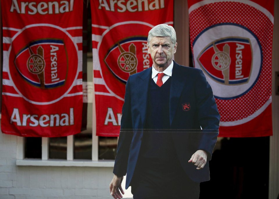  A cardboard cut-out of outgoing Arsene Wenger greeted supporters at the Emirates today