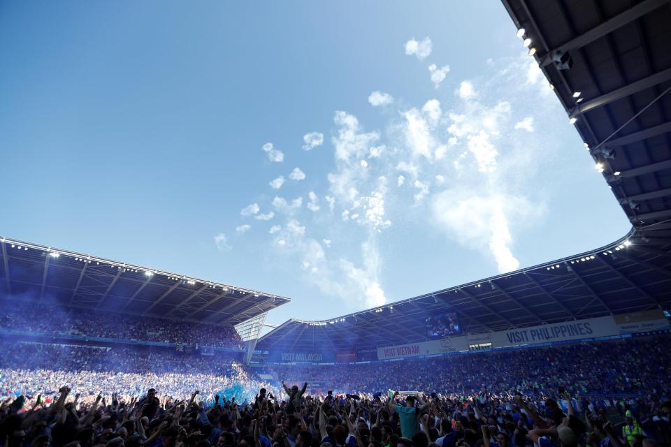  Cardiff enjoyed a pitch invasion to celebrate promotion