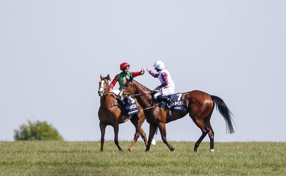 PJ McDonald – who finished second on Laurens – congratulates winning jockey Sean Levey