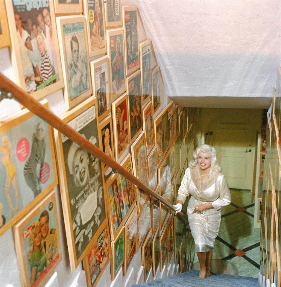  Mansfield's Pink Palace featured a stairway decorated with posters of her