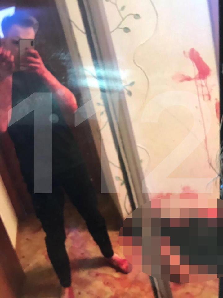  Ilya Metlitsky pictured in a selfie he took next to Anastasia Kazantseva's mutilated corpse