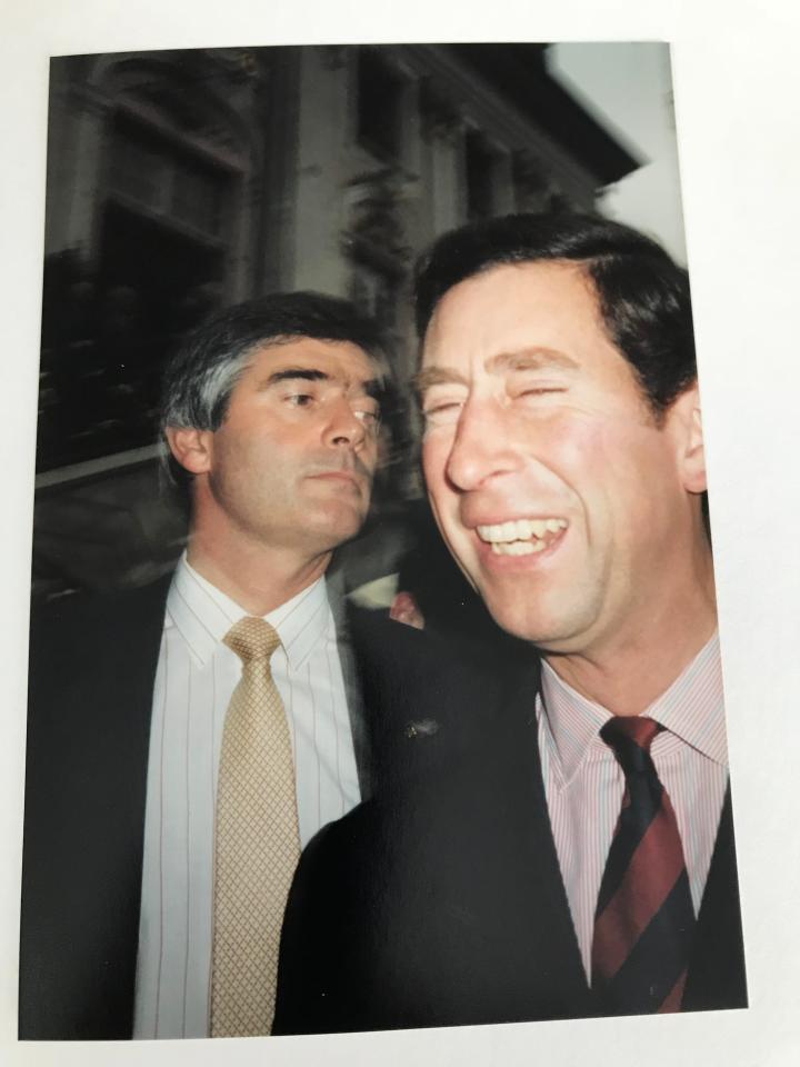  Prince Charles in Bonn in 1987 as he shares a joke that was captured on film