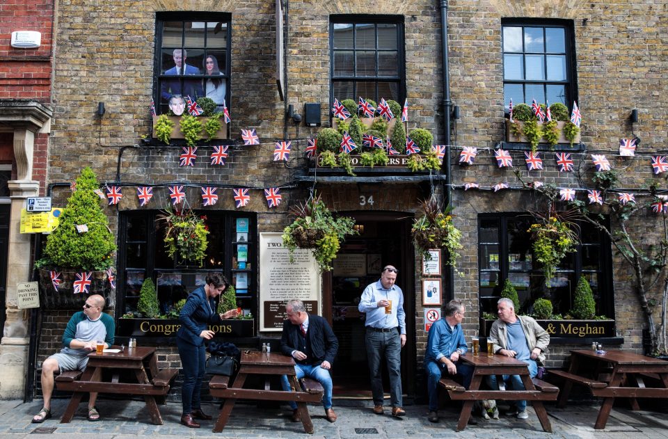  Pub-goers enjoy a drink at The Two Brewers in Windsor ahead of the Royal Wedding on Saturday