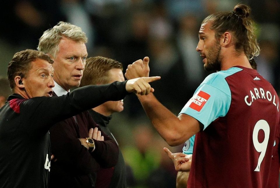  The working relationship of David Moyes and Andy Carroll was severely strained last season - but now the Hammers manager has left London Stadium