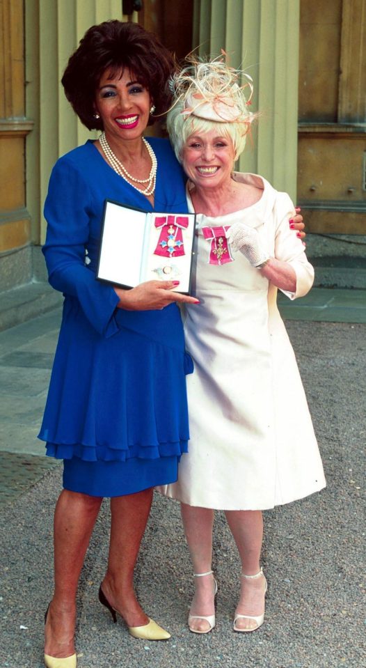 Barbara Windsor and Shirley Bassey receiving their honours at Buckingham Palace