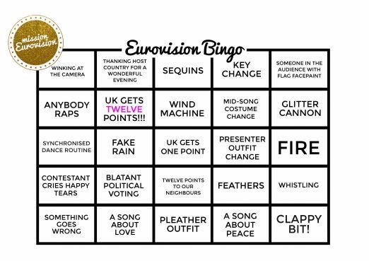  Eurovision Bingo card