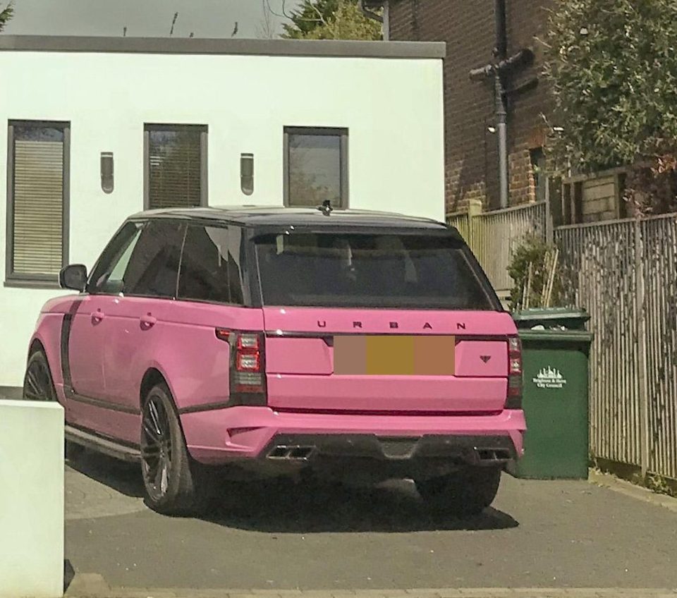  Katie Price's pink car was spotted on the footballer's driveway in Brighton