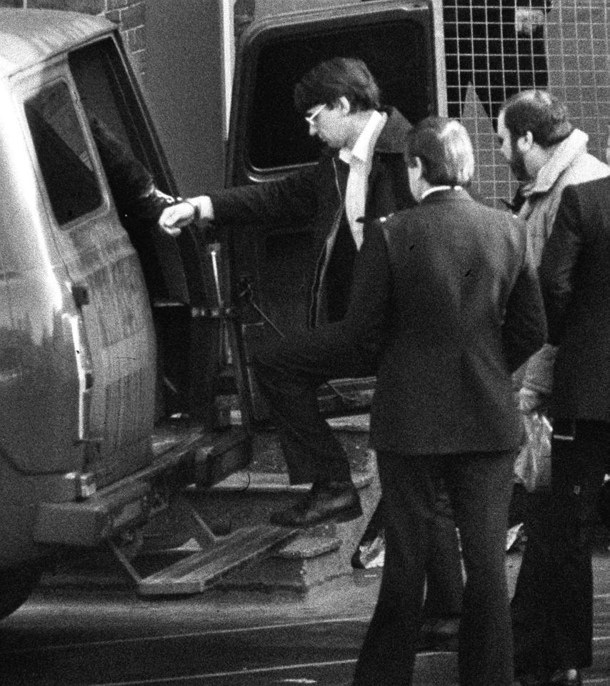 Dennis Nilsen, pictured leaving court more than 35 years ago, died in hospital after emergency surgery