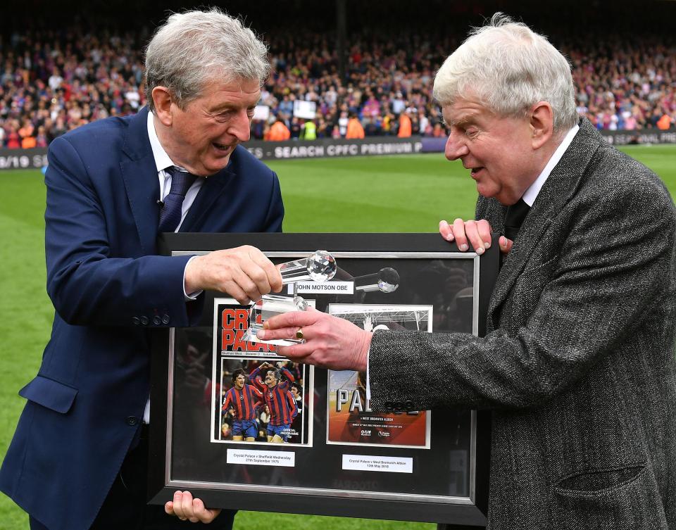  Roy Hodgson presented John Motson with a gift after Crystal Palace's win over West Brom