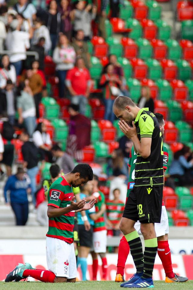 Sporting Lisbon players are distraught at missing out on Champions League