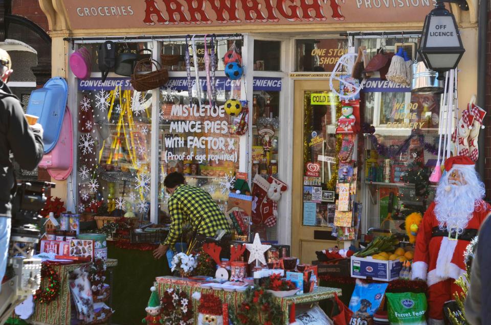  The shop had lots of festive items out on display