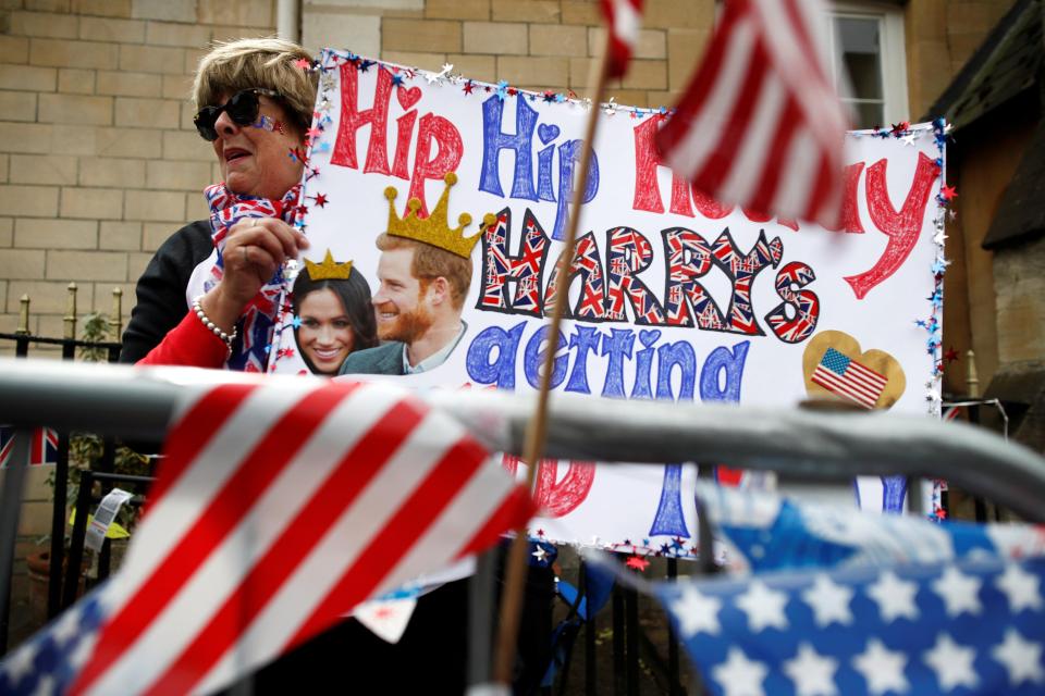  Royal fans have already got out signs to welcome the Royal Wedding