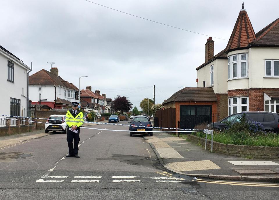  A police officer at the scene of the shocking incident in Romford