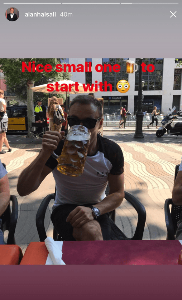  Alan downed a HUGE jug of beer while on holiday in Barcelona