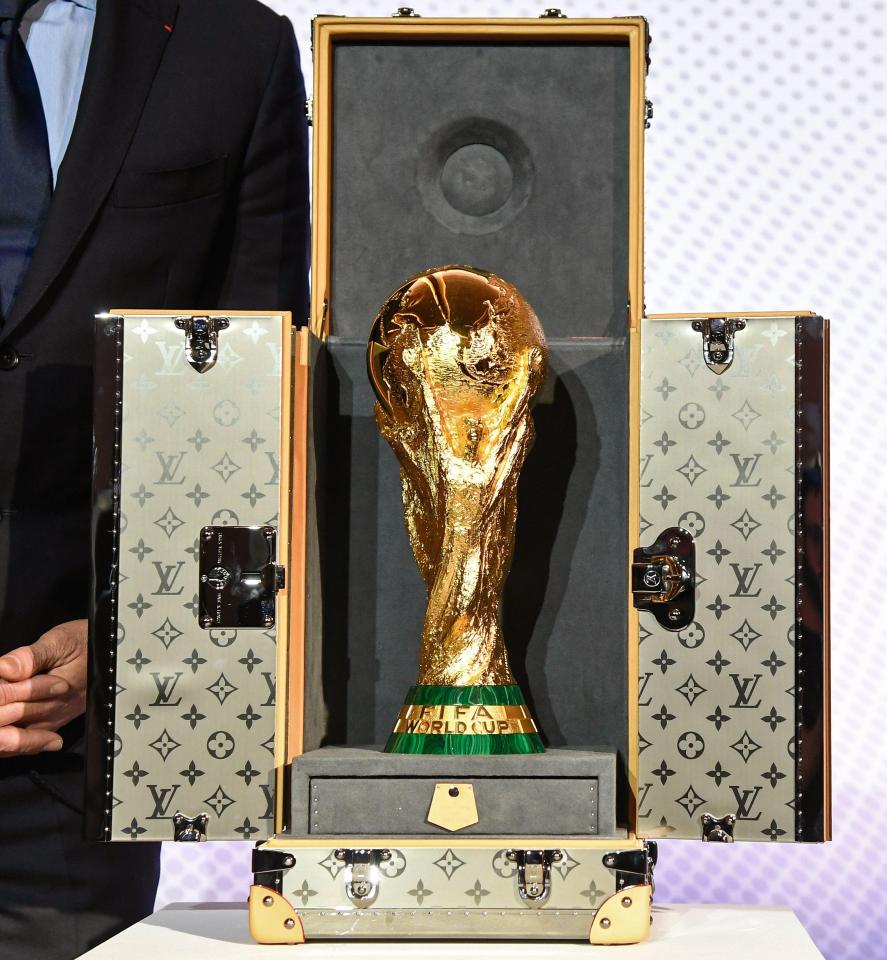 The World Cup trophy is paraded before this summer's tournament in Russia