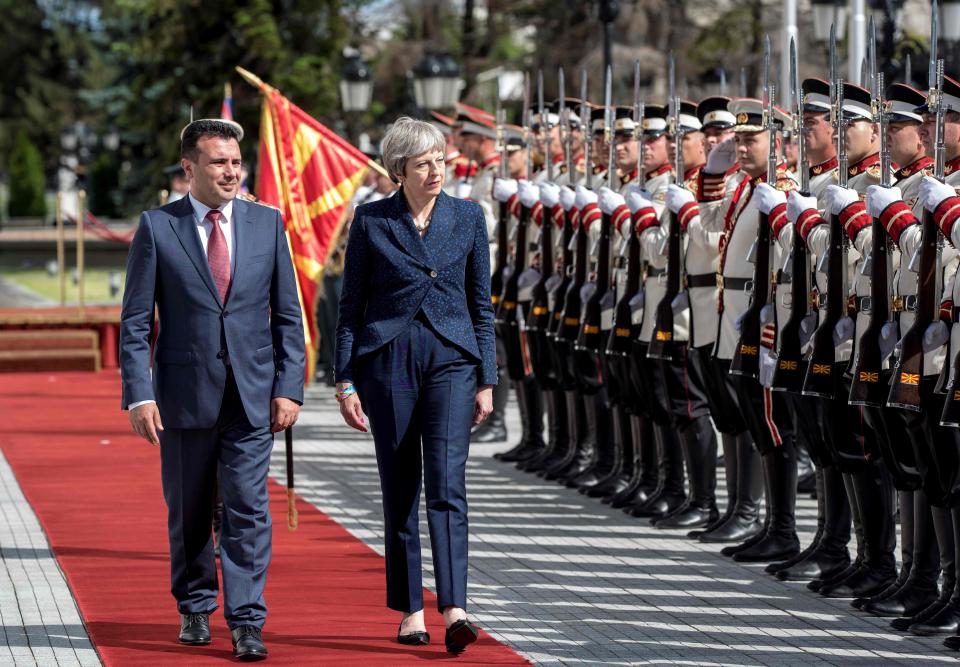  Theresa May was speaking after meeting with Macedonian Prime Minister Zoran Zaev this afternoon