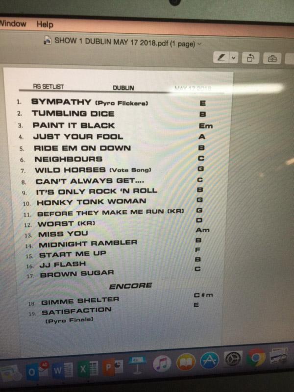  The Rolling Stones' set list