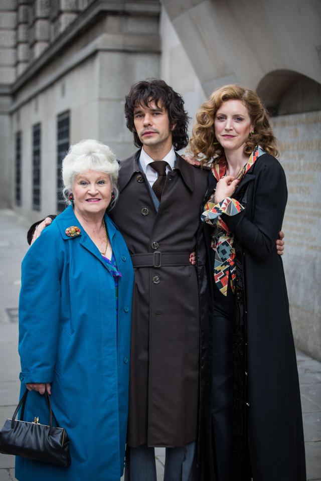  A Very English Scandal's characters: Edna Friendship (Michele Dotrice), Norman Scott (Ben Whishaw), Stella Levy (Marianne Oldham)