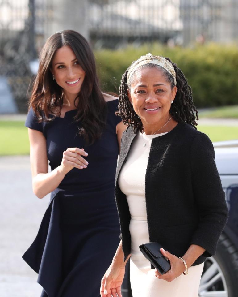 Meghan and her mum Doria arrived at their hotel last night ahead of the wedding