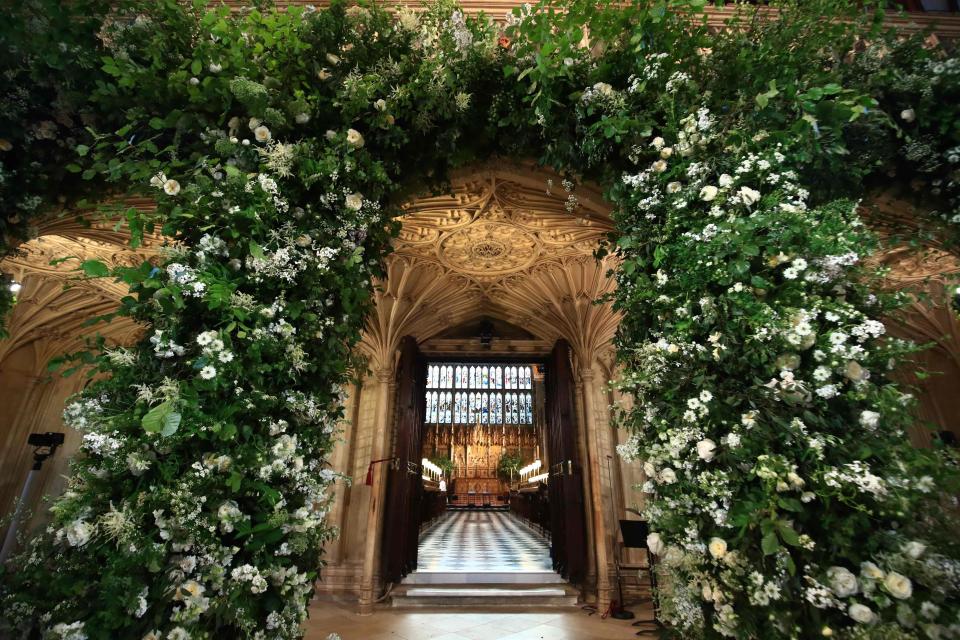  The stunning flower arch had a mix of English blooms, with a staggering bill in the region of £20k