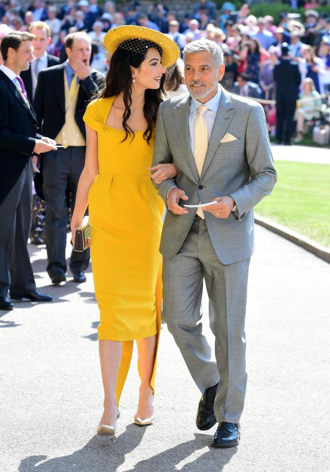  Amal finished off the look with gold stiletto heels