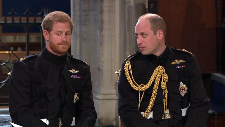  William turned to brother Harry in St George's Chapel and said his trousers and shoes were 'too tight'