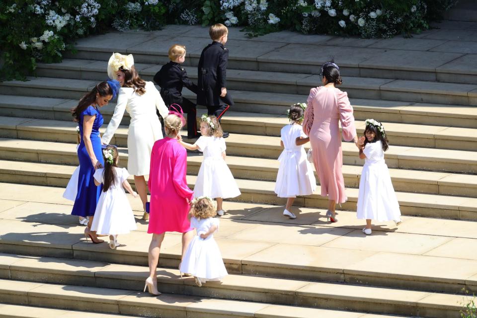  The girls wore white dresses and flowers in their hair at the Royal Wedding