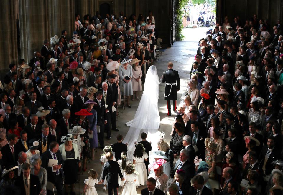 The happy couple leave the church in Windsor together as man and wife 