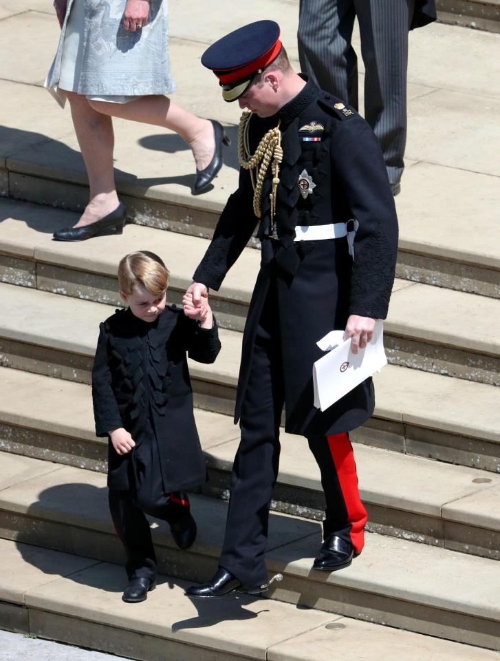  Prince George seemed shy as he walked alongside dad Prince William