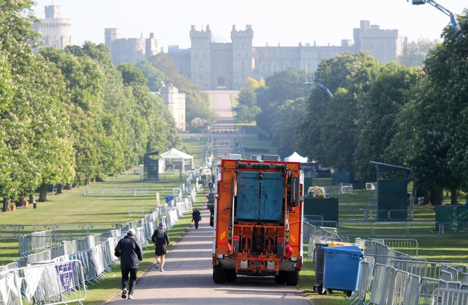  Bin lorries were spotted clearing up waste from the Long Walk