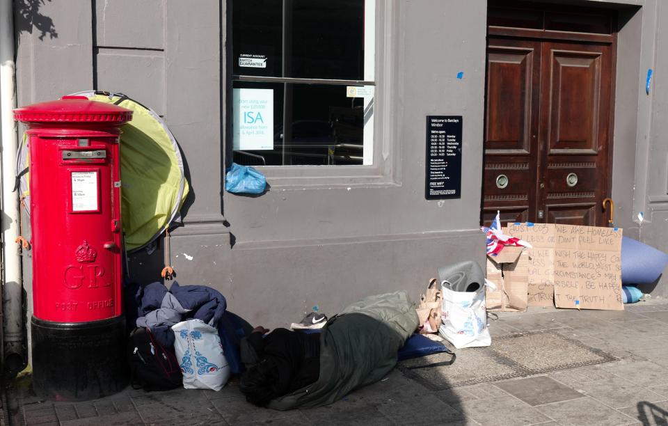  Homeless people's belongings were also pictured in the streets following the Royal Wedding celebrations