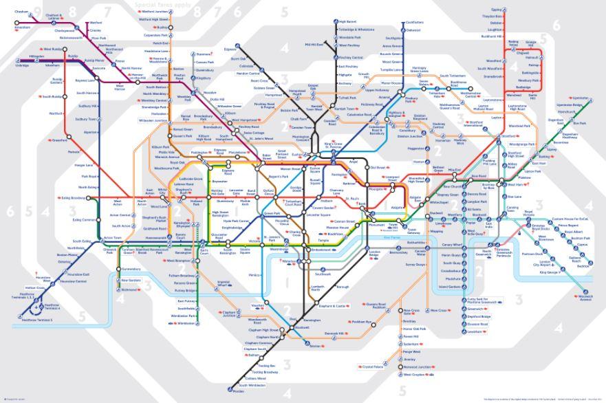  The current Tube map features all the stations across the 250-mile network