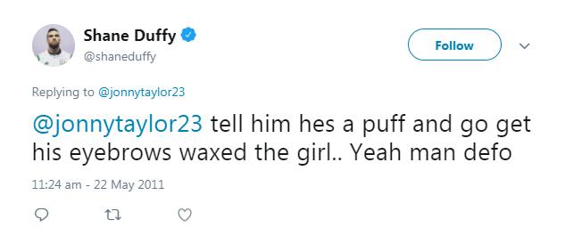  Shane sent this tweet in 2011, seven years before getting involved with Katie Price