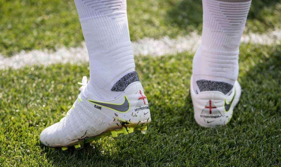  England superstar Harry Kane shows off his new personalised Nikes in his first session as World Cup skipper