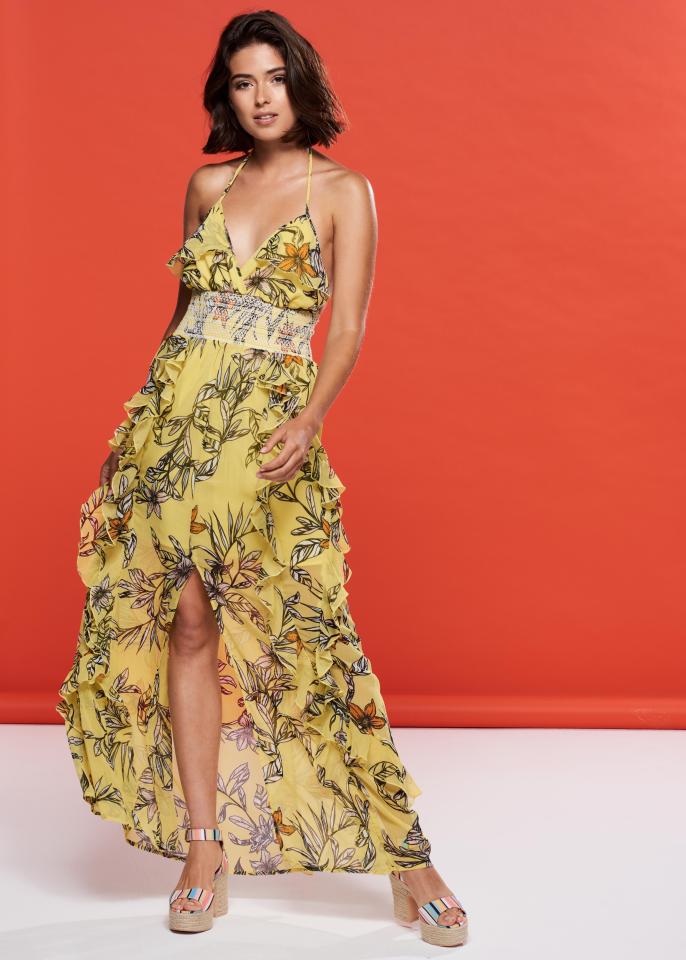  Look like a glamorous Love Islander in this floral yellow maxi