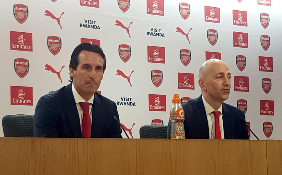 Unai Emery was speaking at his first press conference as Arsenal head coach