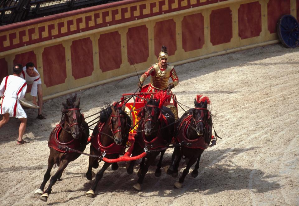  Charioteers are a highlight of the Roman show set in a vast gladiator arena