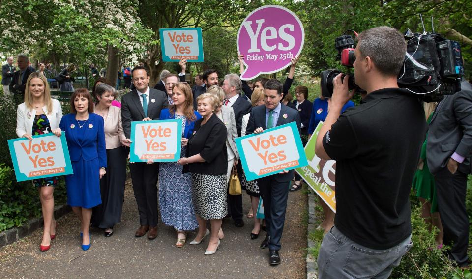  Yes demonstrators carry placards in Ireland