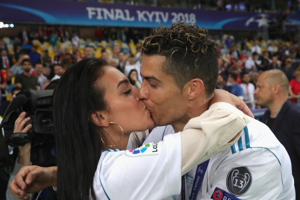  Ronaldo celebrates with Rodriguez after helping Los Blancos to a third consecutive Champions League