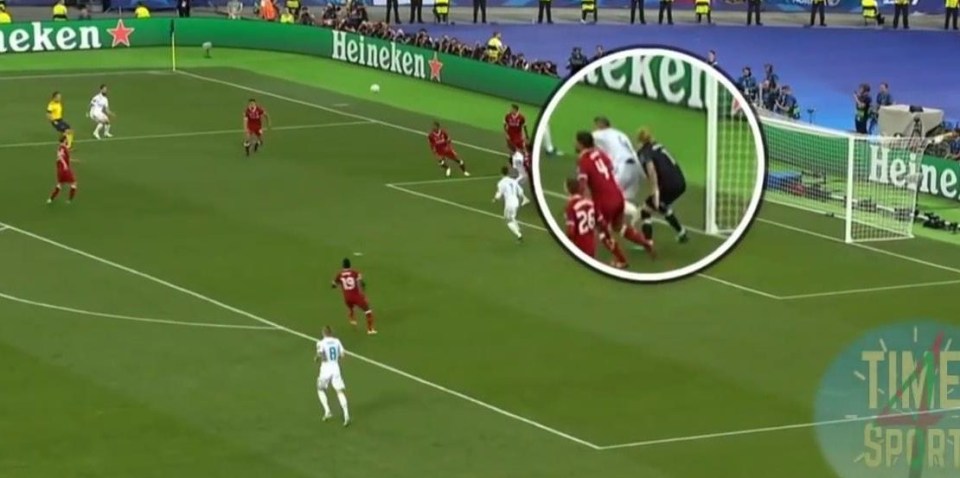 Sergio Ramos moves in and is on a collision course with Karius