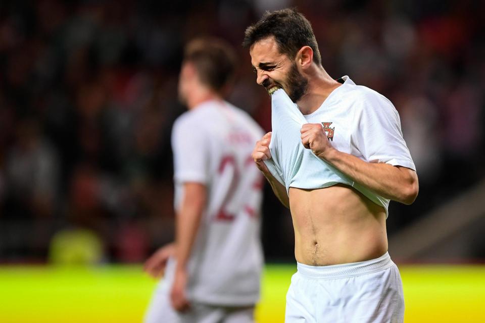  Portugal’s Bernardo Silva shows his frustration after the Euro champions threw away a two-goal lead