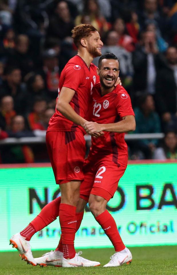  Fakhredine Ben Youssef celebrates after securing an impressive fightback by Tunisia in Portugal