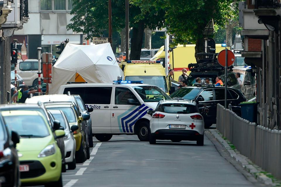  Police and ambulance at the scene of the shooting in Liege