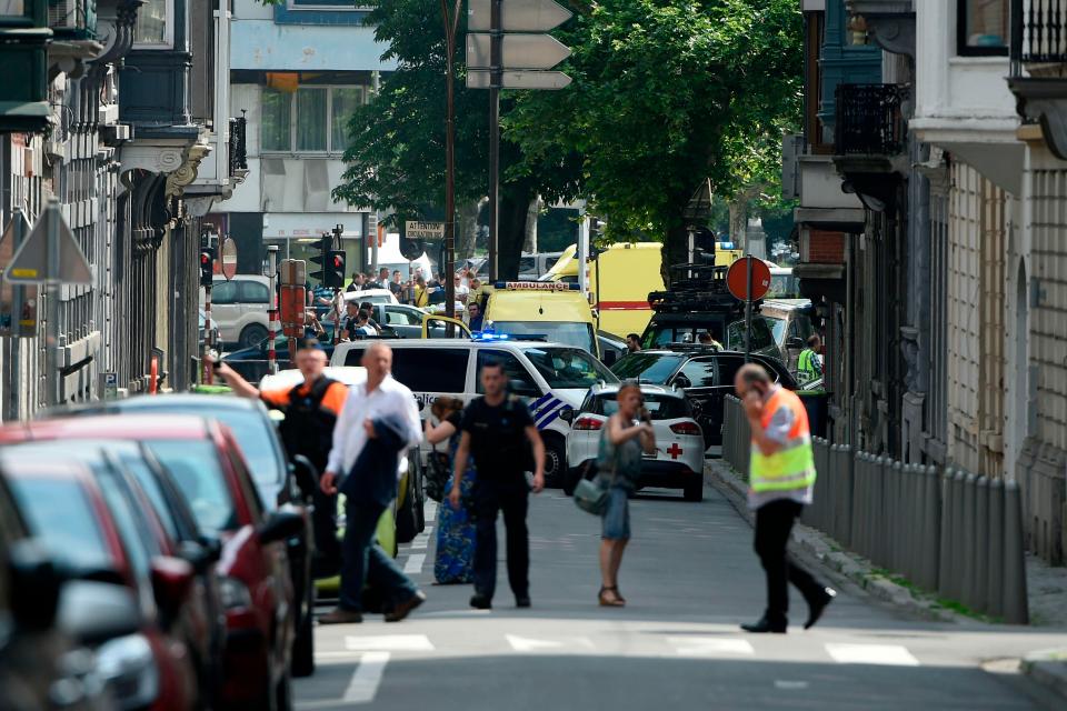  Emergency services at the scene. Two police officers were shot dead in the incident