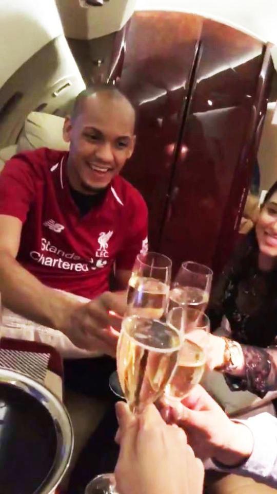  Fabinho unsurprisingly looked in a joyous mood after the £44million move was completed (Instagram: @rebecas.tavares)