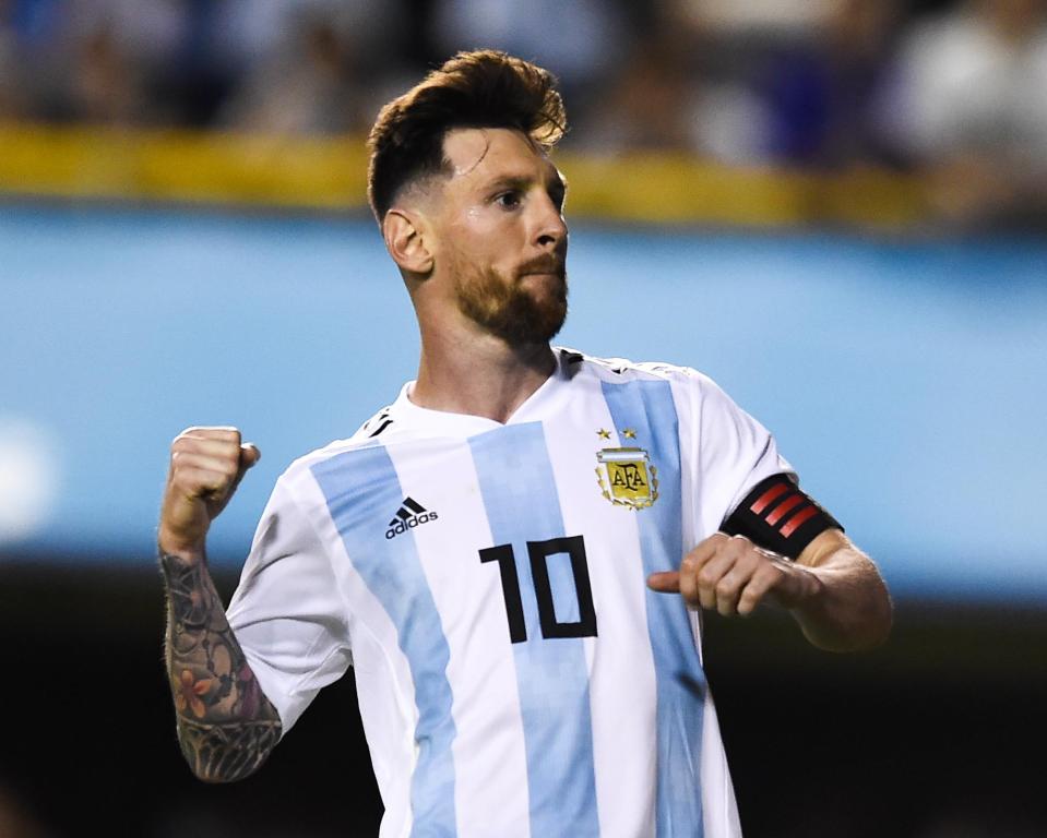  Messi pumps the air as he puts Argentina ahead