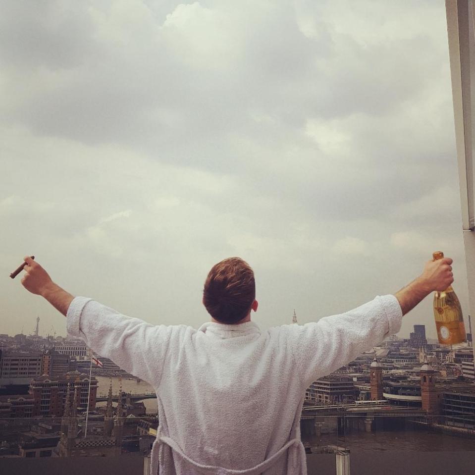  Stevie poses up a storm on the balcony of our office canteen