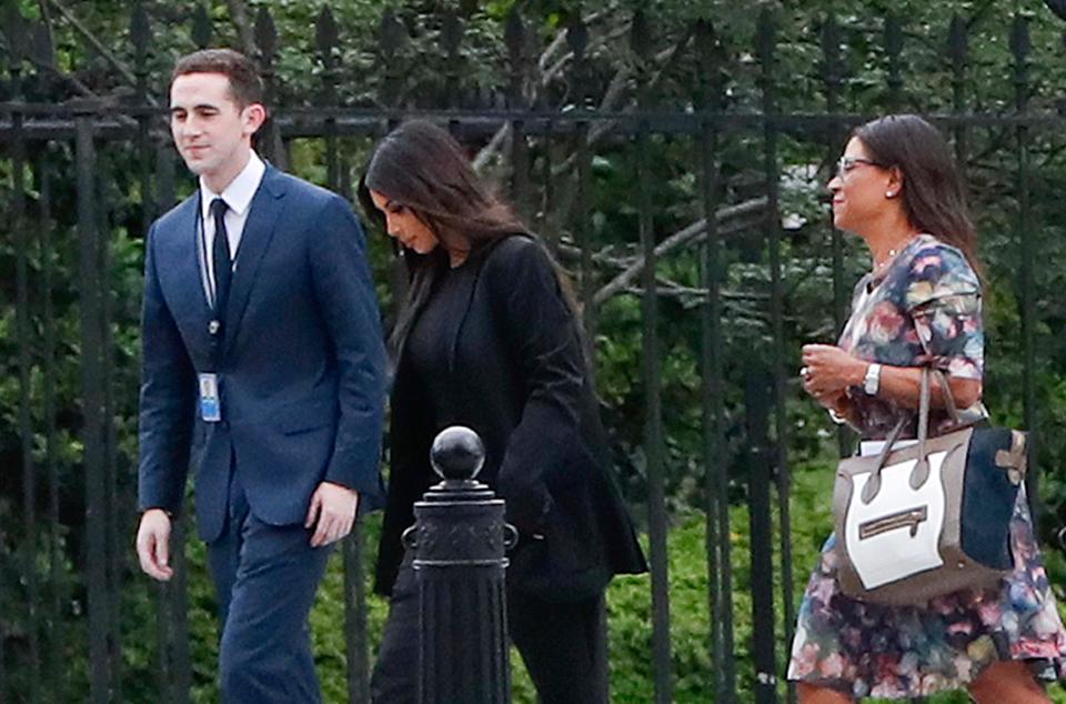  Kim Kardashian arrives with her attorney Shawn Chapman Holley at the security entrance of the White House in Washington