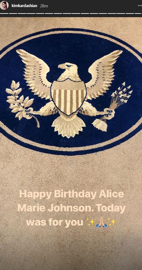  Kim Kardashian wished Alice a Happy Birthday on her Instagram Stories on Wednesday